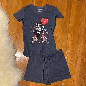 NWOT French Bulldog Nap Chat Pajama Set, Sz. S